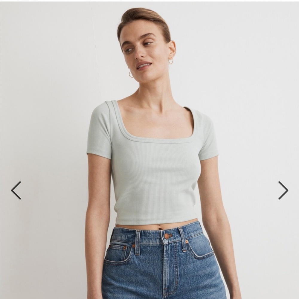 NWT Madewell Square-Neck Crop Tee in Sleekhold Sage Mist, Medium